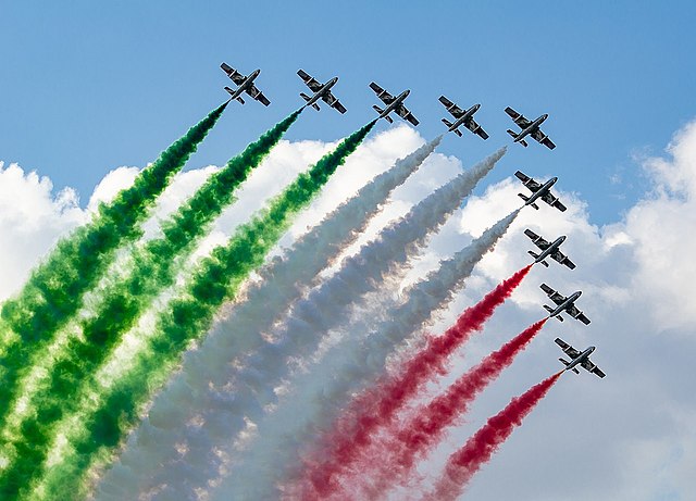 The "Frecce Tricolori", the aerobatic demonstration team of the Italian Air Force