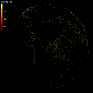 Simulation of seismic wave propagation through the Earth. Global Seismic Wave Propagation Simulation.gif