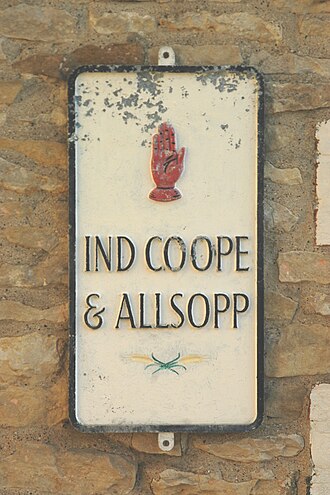 Ind Coope and Allsopps plaque outside The Plough Inn, Great Haseley, Oxfordshire GreatHaseley Plough IndCoope&Allsopp.JPG