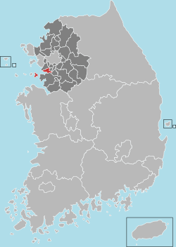 安山市在韓國及京畿道的位置