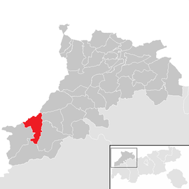 Poloha obce Holzgau  v okrese Reutte (klikacia mapa)