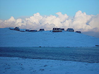 Loch of Huxter loch in Shetland Islands, Scotland, UK