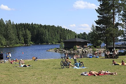 Campsites often have a beach, and in Finland also a sauna.