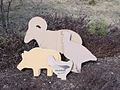 Cut cardboard targets of the same shape and sizes which are used for IHMSA metal targets in metallic silhouette shooting.
