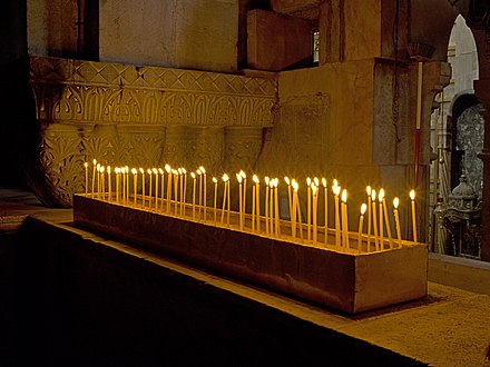 Taper candles in a church