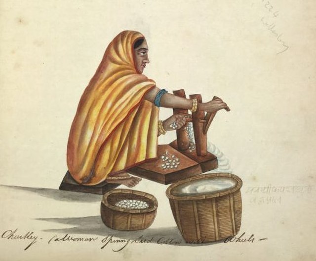 An Indian women ginning cotton c.1815-20