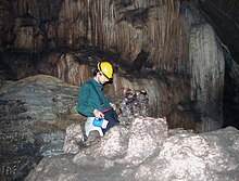 Researcher in search of Biodiversity inside the Kotumsar Cave Inside the cave.jpg