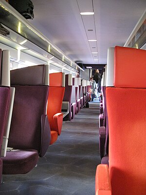 Comfortable, red train seats