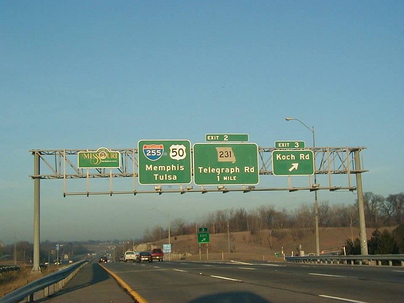 File:Interstate 255 & US 50 West at Exit 3, Koch Rd exit (1999).jpg