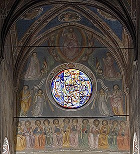 Rose window Iridescenze, by Marcello Aitiani, Church of San Gimignano Iridescenze.jpg