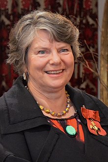 Tolerton in 2016, after her investiture as an Officer of the New Zealand Order of Merit by the governor-general, Sir Jerry Mateparae Jane Tolerton ONZM (cropped).jpg