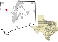 Location in Johnson County and the state of Texas