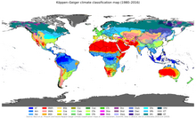 Worldwide Koppen climate classifications Koppen-Geiger climate classification (1980-2016).png