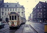 Motorwagen 617 op lijn 7 op de Gothersgade / Kronprinsessegade; 8 mei 1969.