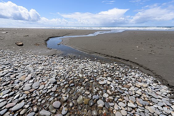 Small stream flowing through Kalaloch Beach, Olympic National Park, Washington