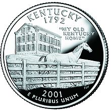 The reverse side of the Kentucky State Quarter Kentucky quarter, reverse side, 2001.jpg