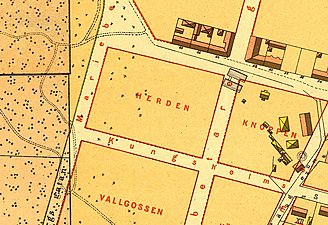 Kverteret på Alfred Rudolf Lundgrens Stockholmskarta från 1885.