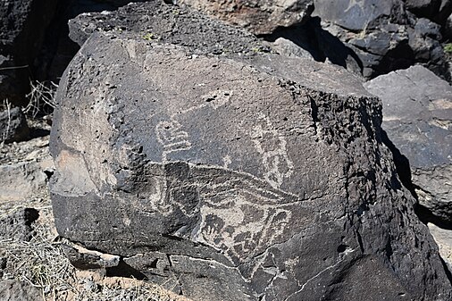 Petroglyphs at La Cieneguilla Petroglyph site, NM