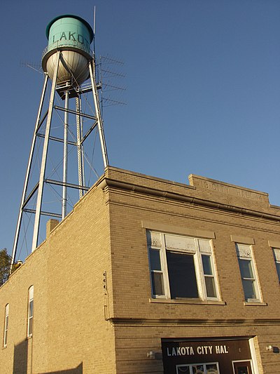 Water Tower behind Lakota City Hall.