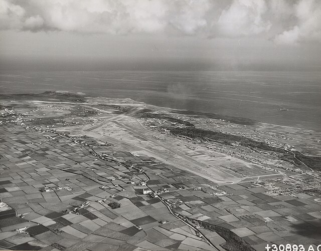 Aerial view of Lajes Field, 1946
