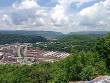 A view of the northern end of Laurel Hill and the Conemaugh River gap in the distance, with the city of Johnstown in the foreground