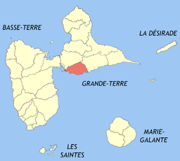 Kommunens läge i departementet Guadeloupe.