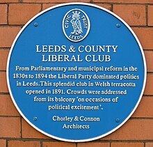 Leeds and County Liberal Club blue plaque Leeds and County Liberal Club blue plaque.jpg