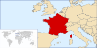 Fransa'nın yerini gösteren bir harita