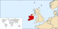 İrlanda'nın yerini gösteren bir harita