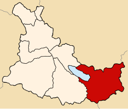 Location of the district (marked in red) in the province of Canas