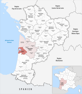 Nouvelle-Aquitaine bölgesi içindeki konum
