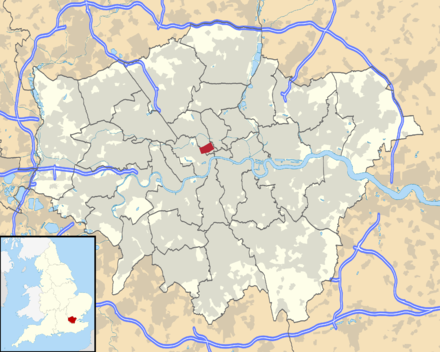 Location of the Bloomsbury area in London