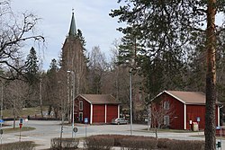 The church hill of Mäntsälä (Mäntsälän kirkonmäki). The church tower in the background.