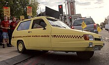 Striking staff outside the Ritzy Cinema with the Precarious Workers Mobile, a customised car used in the campaign MG 5752 copy sept 2017.jpg