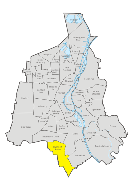Magdeburg, administrative districts, Beyendorf Sohlen location