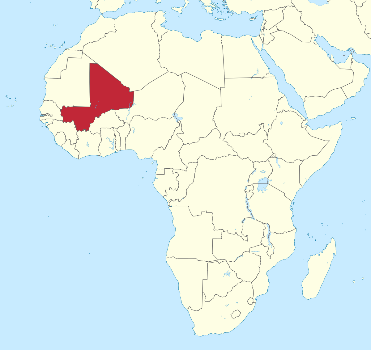 Mali Map Of Africa File:Mali in Africa ( mini map  rivers).svg   Wikimedia Commons