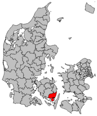 Location of Svendborg in Denmark