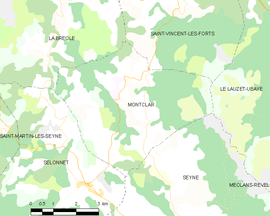 Mapa obce Montclar
