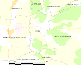 Mapa obce Cunel