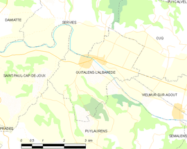 Mapa obce Guitalens-L'Albarède