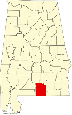 Map of Covington County within Alabama