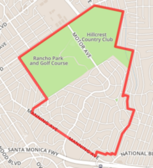 Map showing the boundaries of Cheviot Hills Map of Cheviot Hills Updated.png