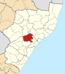 Map of KwaZulu-Natal with Umvoti highlighted (2016) .svg