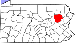 Map of Pennsylvania highlighting Luzerne County.svg