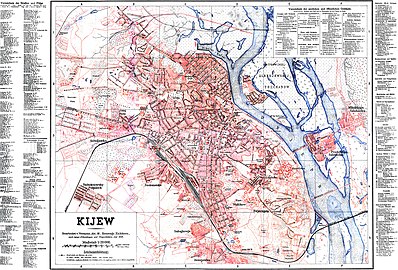 1918. Plan des itinéraires de tramway de Kiev.