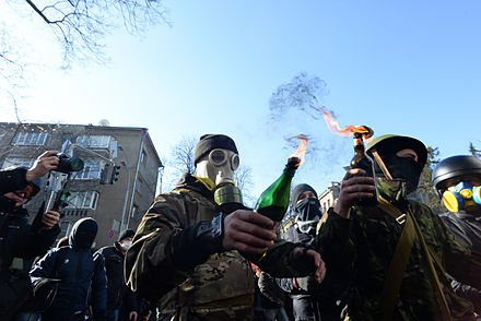 Protesters with Molotov Cocktails. Kyiv, Ukraine. 2014