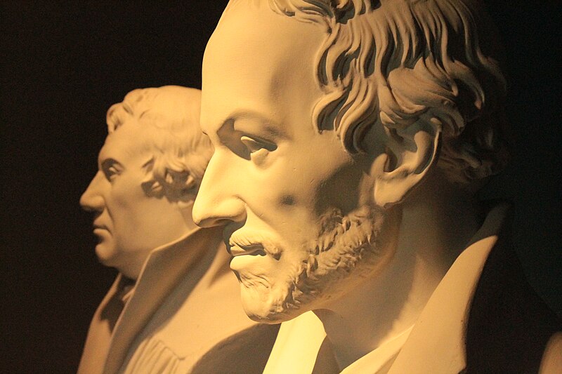 File:Melanchthon with Luther behind, by Schadow, Melanchthon House Museum, Wittenberg.jpg
