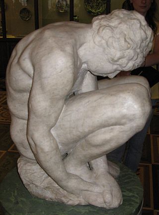 <i>Crouching Boy</i> Sculpture by Michelangelo