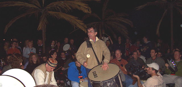 Mickey Hart leading a drum circle, February 2005