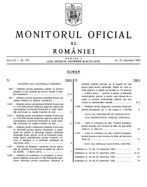 File:Monitorul Oficial al României. Partea I 1996-10-31, nr. 270.pdf